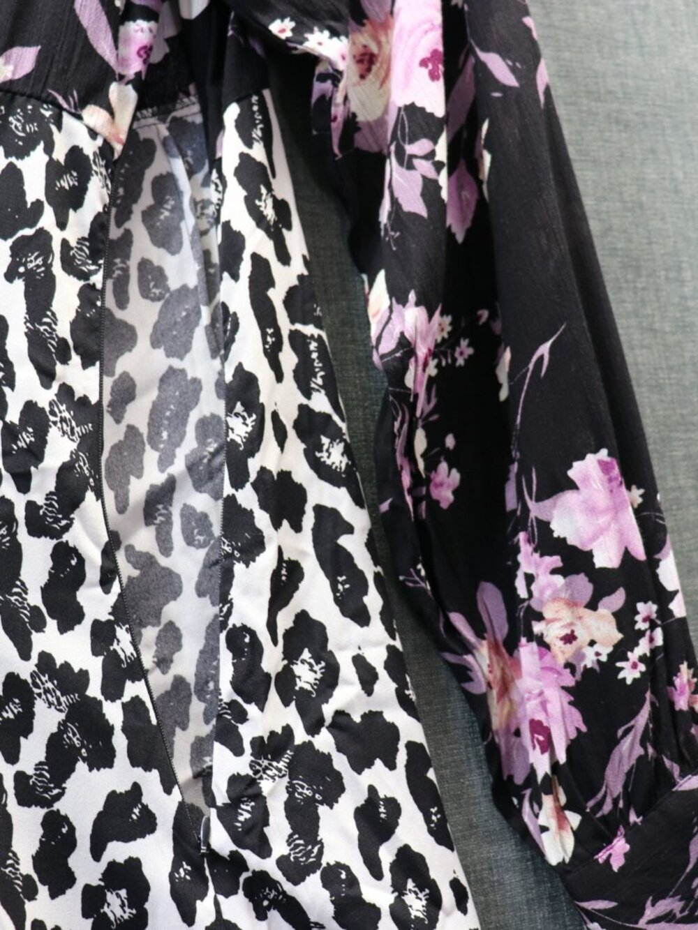 Nasty Gal Print Mix Maxi Dress 8 NWT Leopard Floral Empire Waist Long Sleeve - Picture 7 of 14